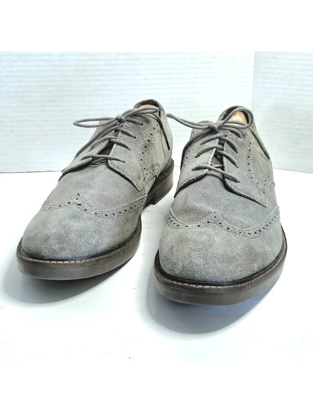 Clarks Collection Mens 12 M Dove Gray Suede Wingtip Oxfords Brogues NWOB